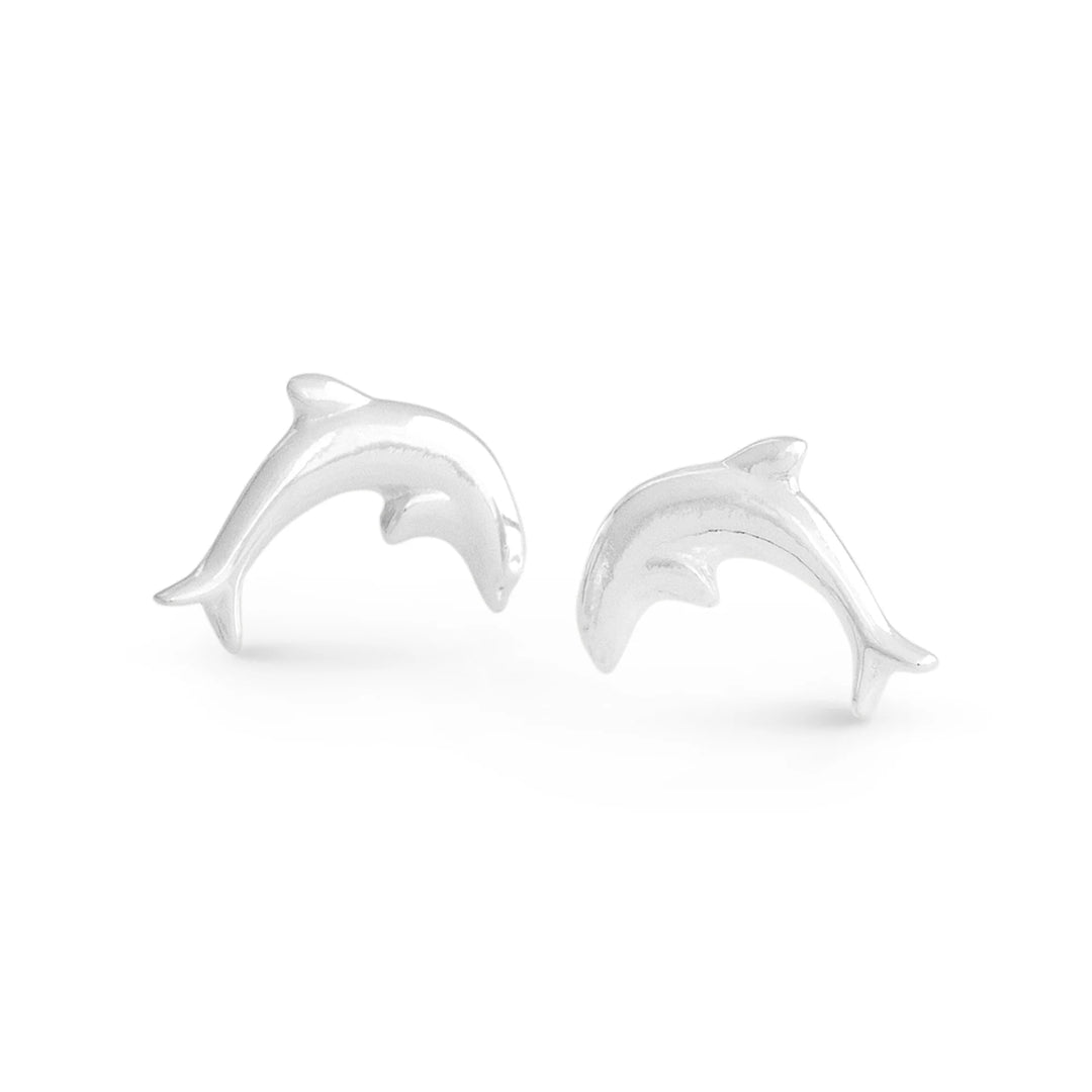 Diving Dolphin Silver Studs
