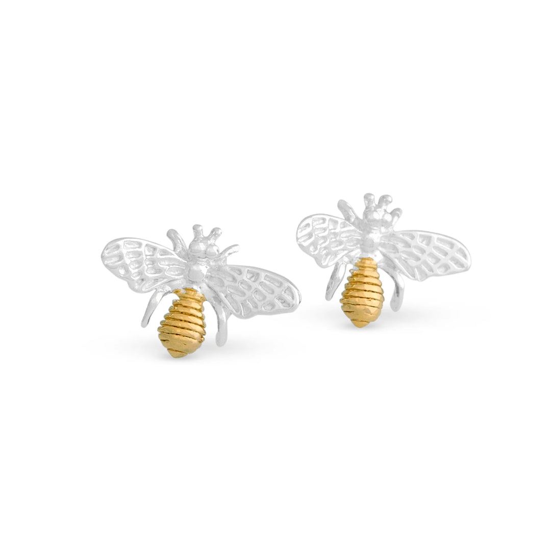 Golden Bee Silver Earrings