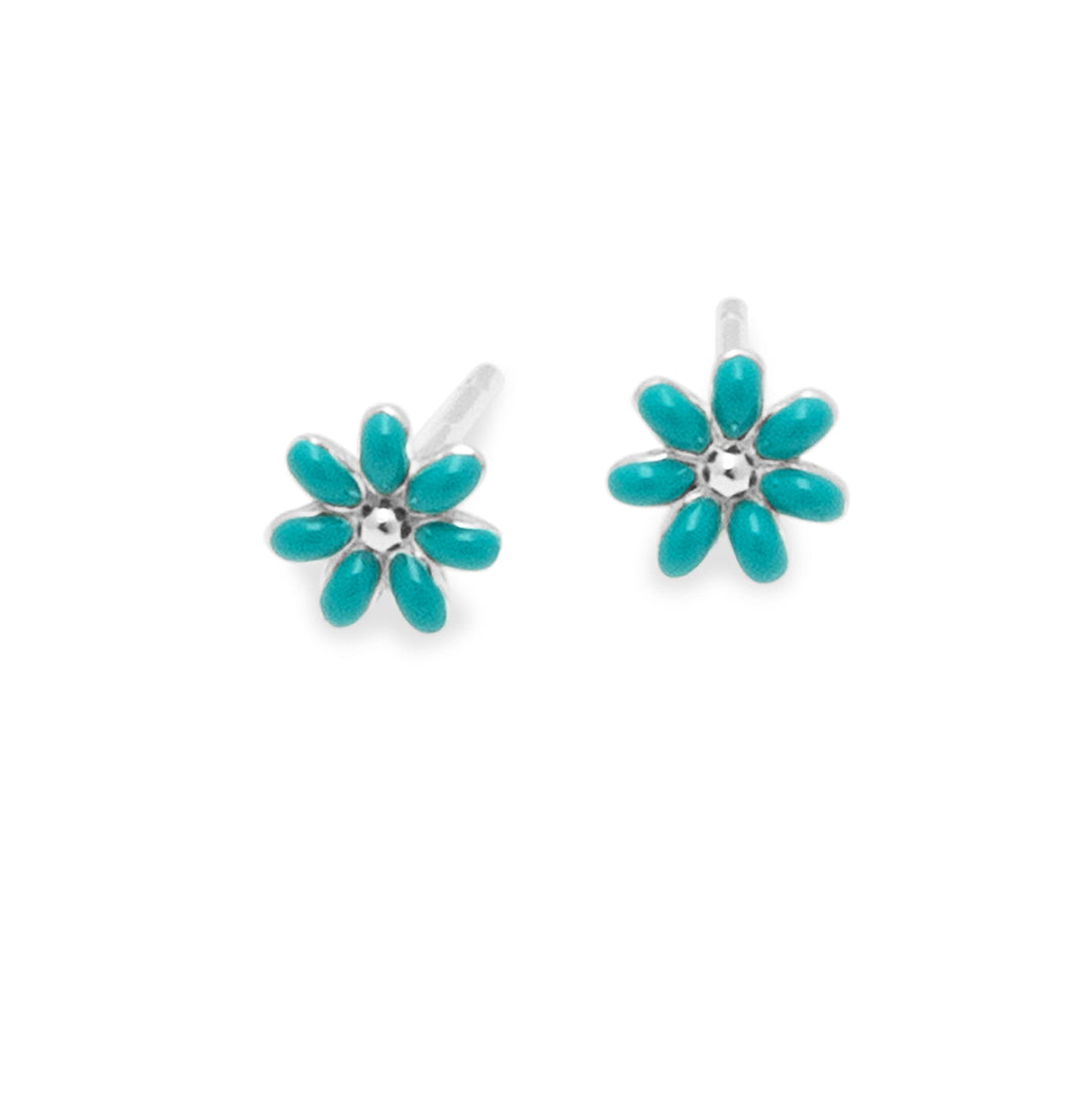 Petrol Blue Daisy Studs
