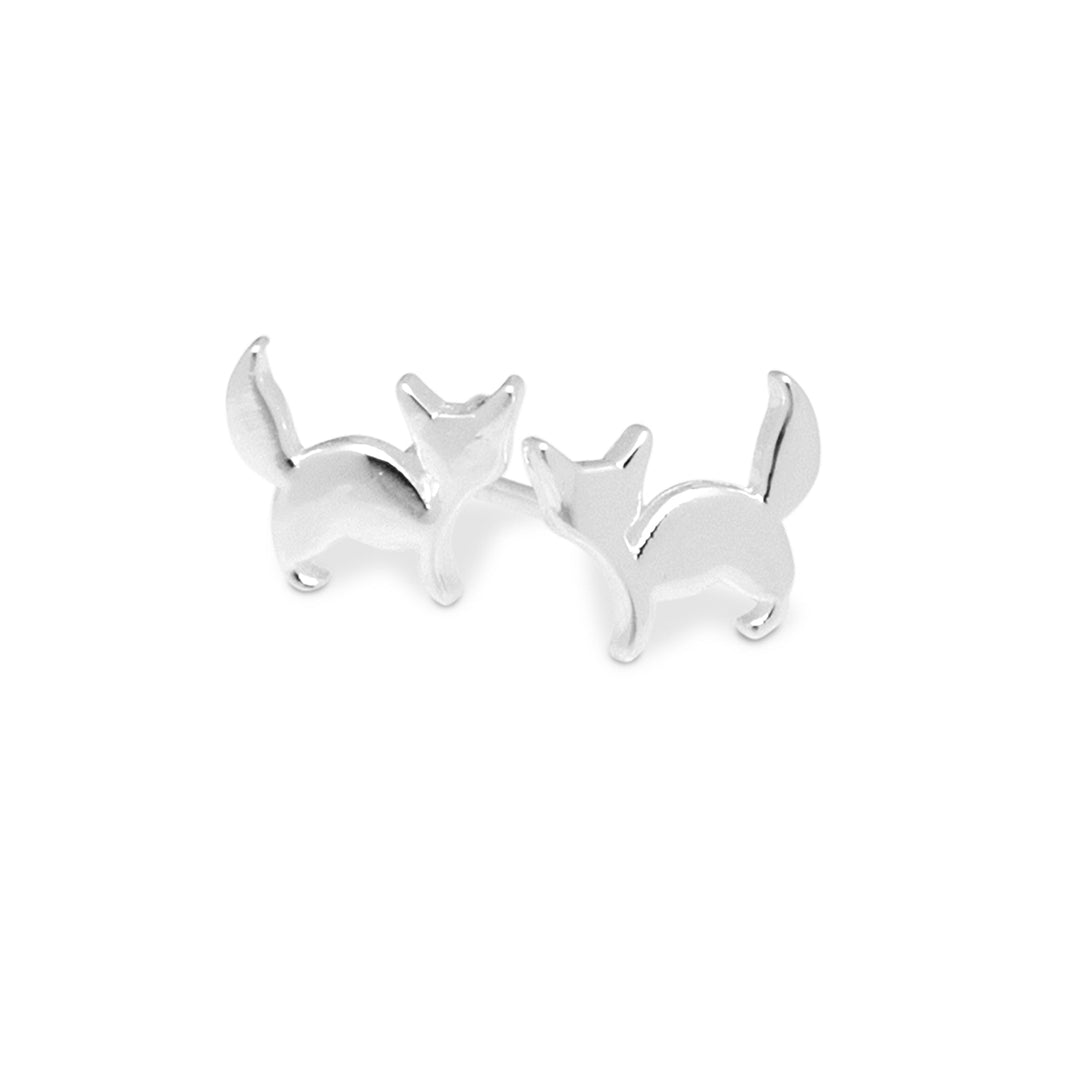 Cute Kitty Silver Studs