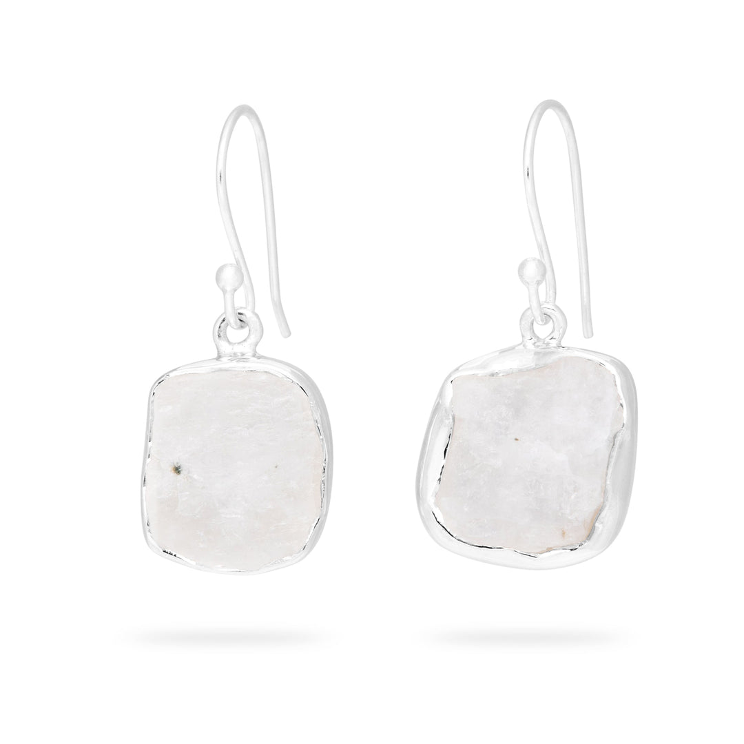 Rough Rainbow Moonstone Drop Earrings (B288E01)