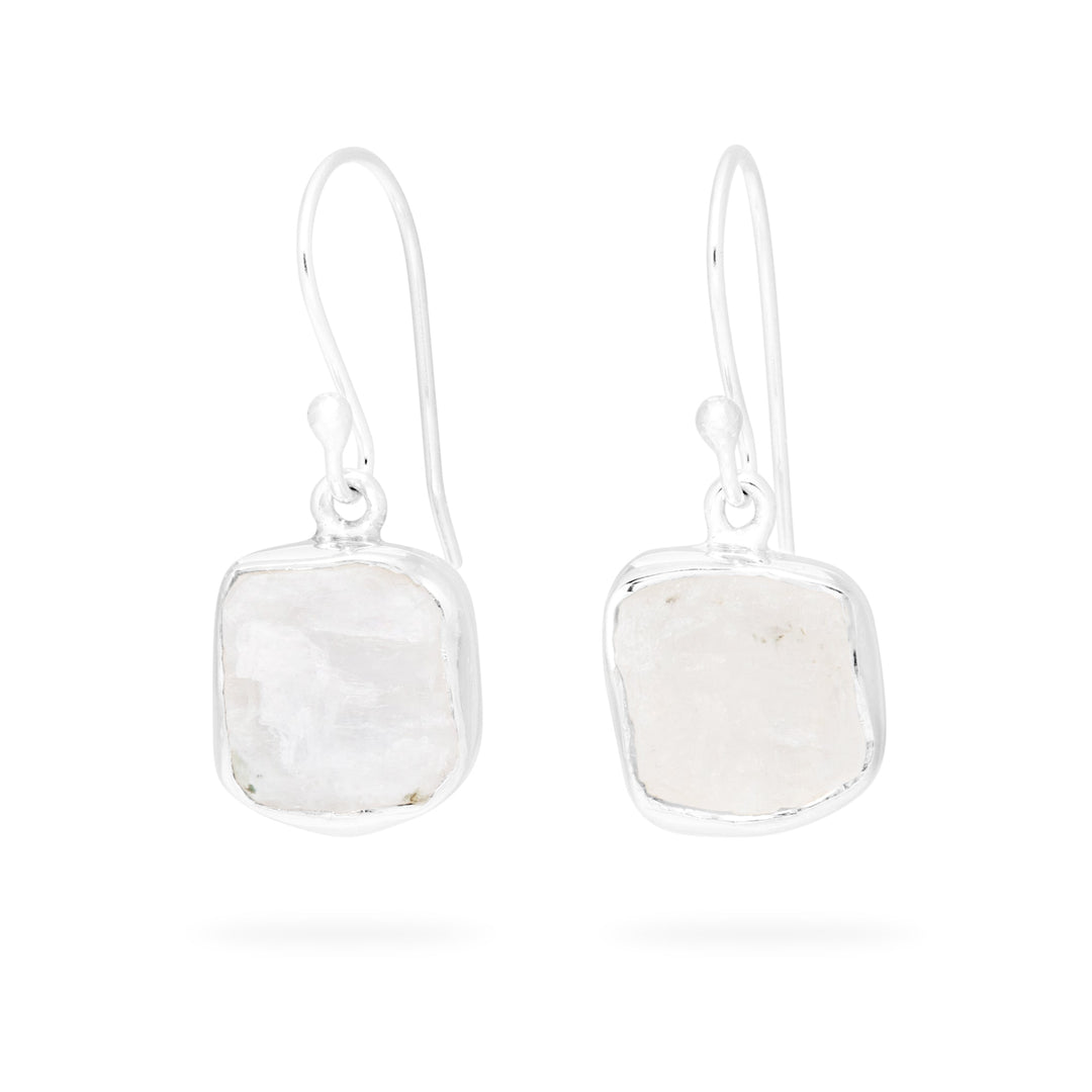 Rough Rainbow Moonstone Drop Earrings (B289E01)