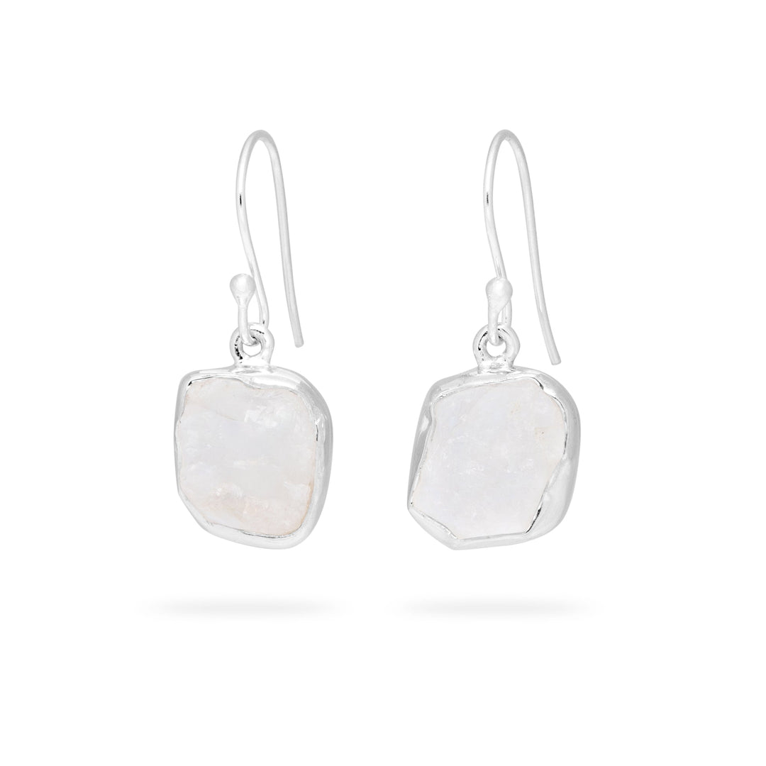 Rough Rainbow Moonstone Drop Earrings (B294E01)