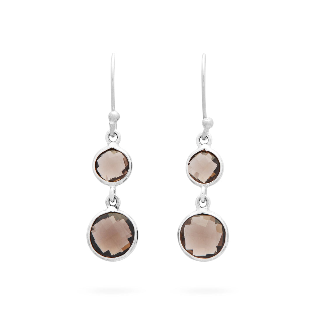Smoky Quartz Double Drop Earrings (B457E01)