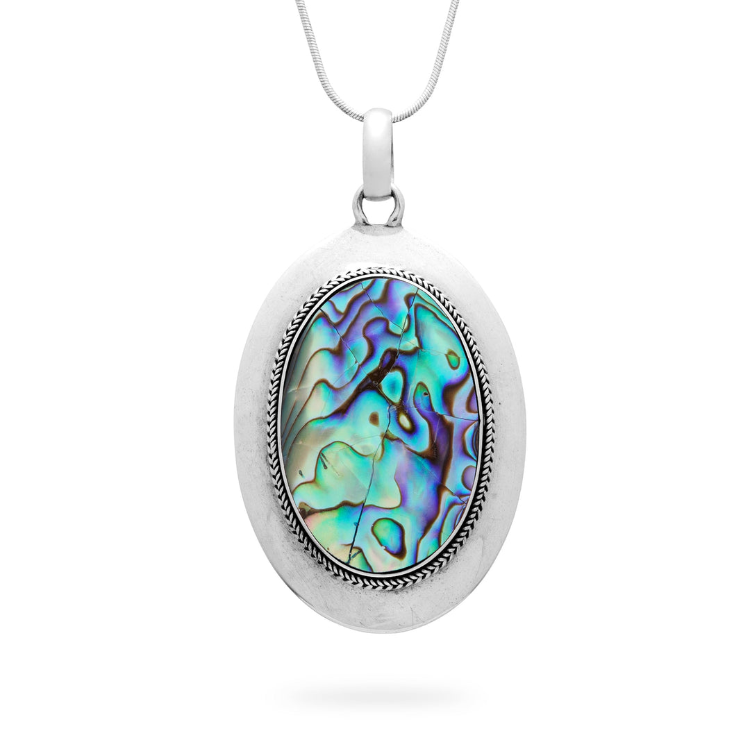 Bali Oval Paua Shell Pendant (B570P01)