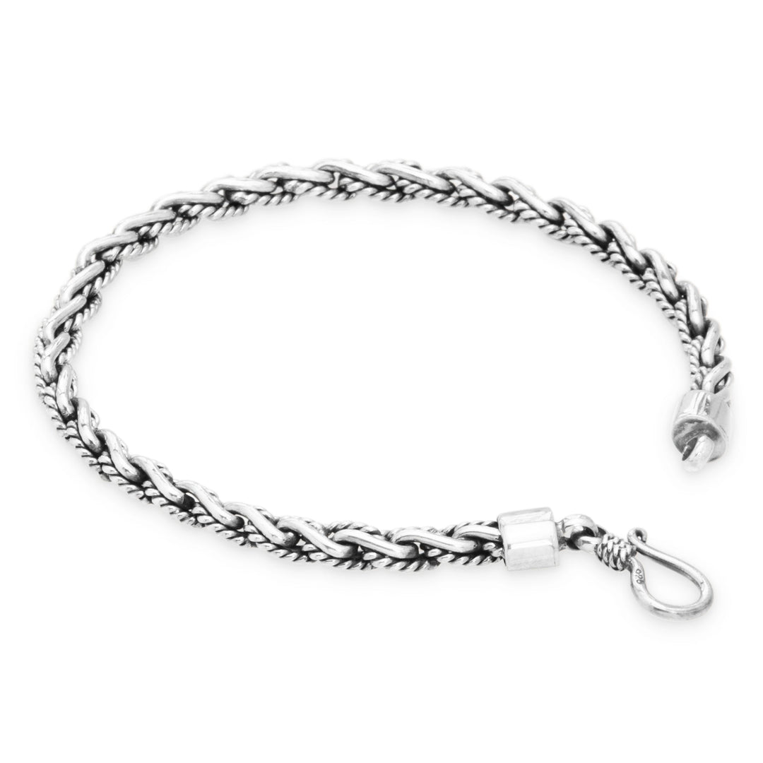 Silver Balinese twisted rope braided bracelet