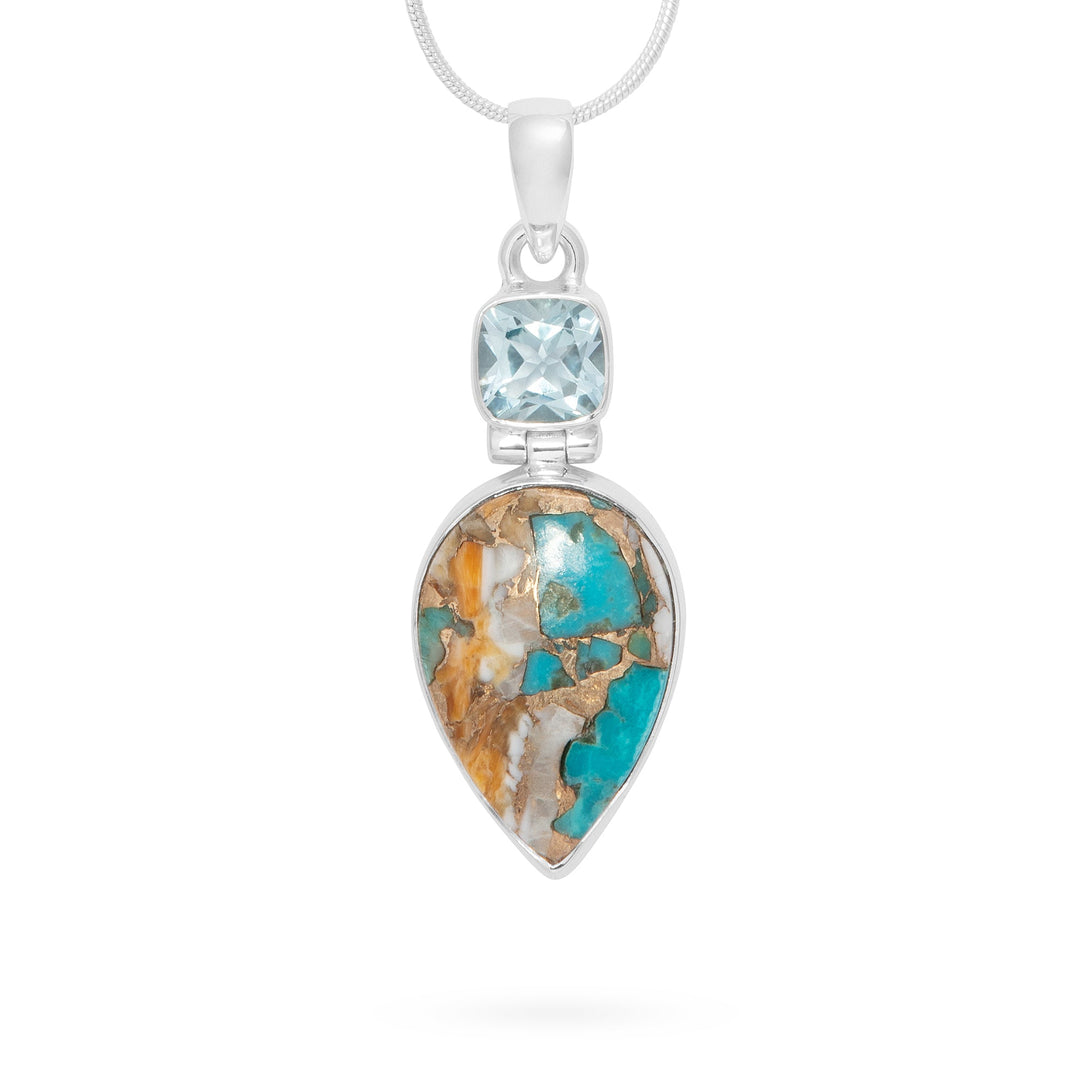 Blue Topaz & Oyster Turquoise Pendant (B707P01)