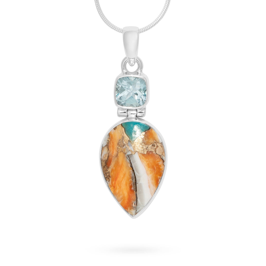 Blue Topaz & Oyster Turquoise Pendant (B707P03)