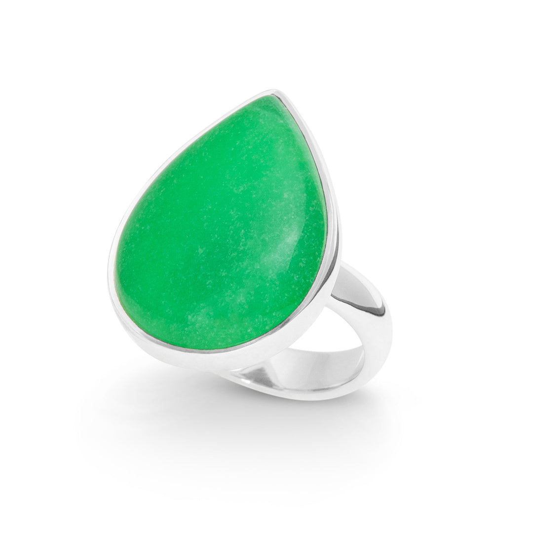 Green Jade Teardrop Ring (B708R01)