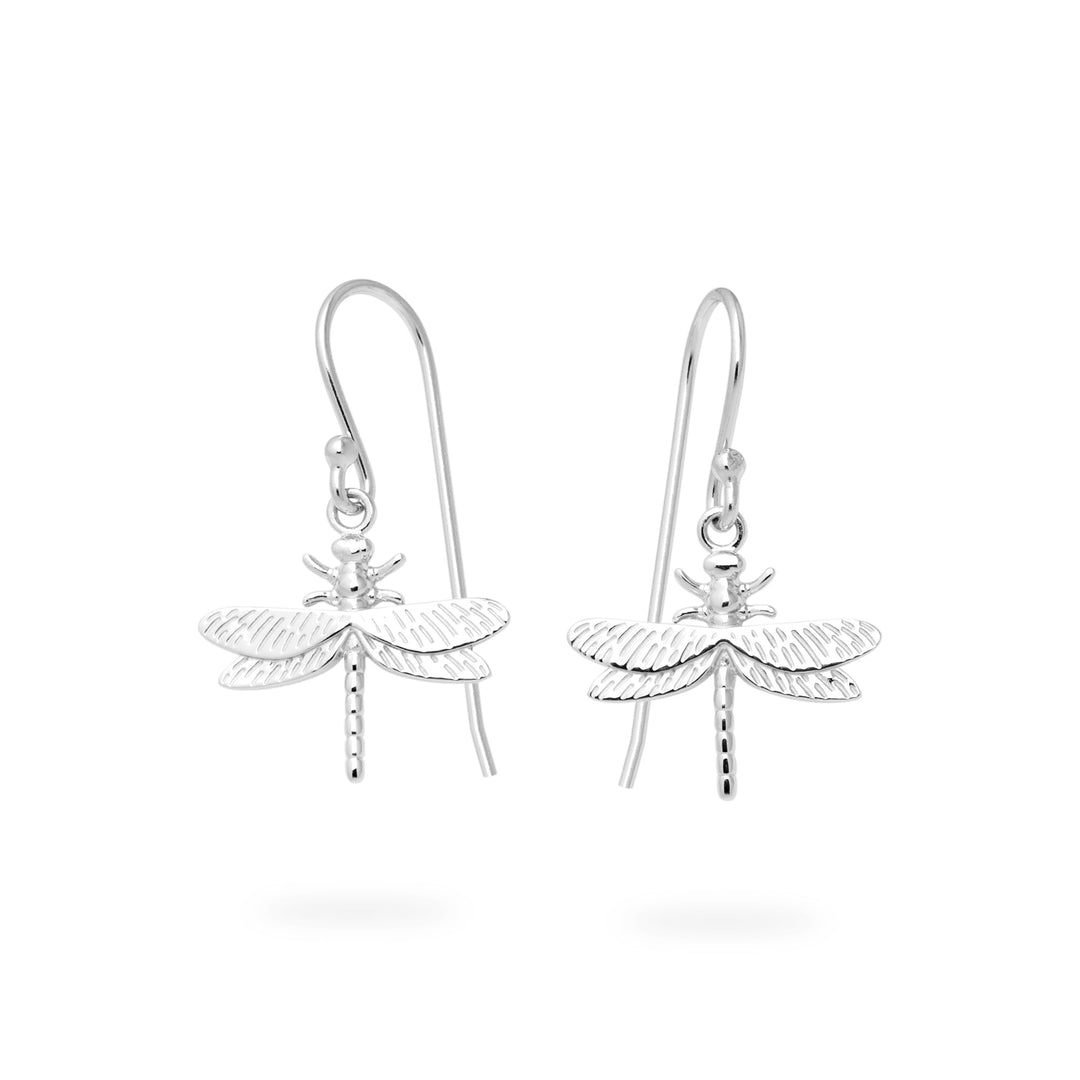 Silver Dragonfly Drop Earrings