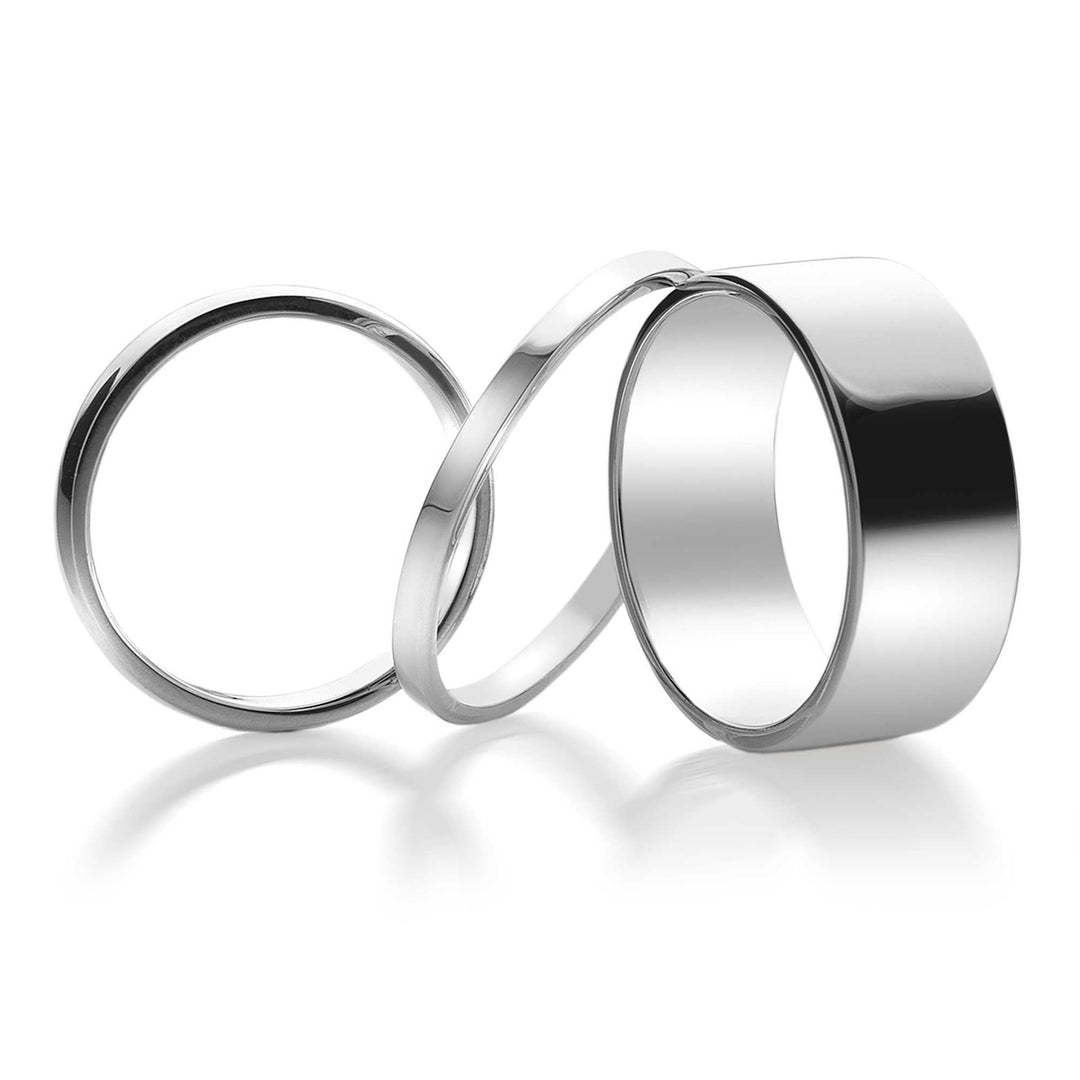 D-Shaped Silver Band Ring 8mm