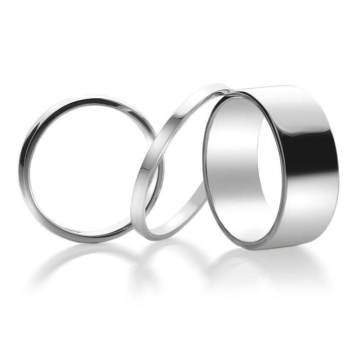 D-Shaped Silver Band Ring 8mm