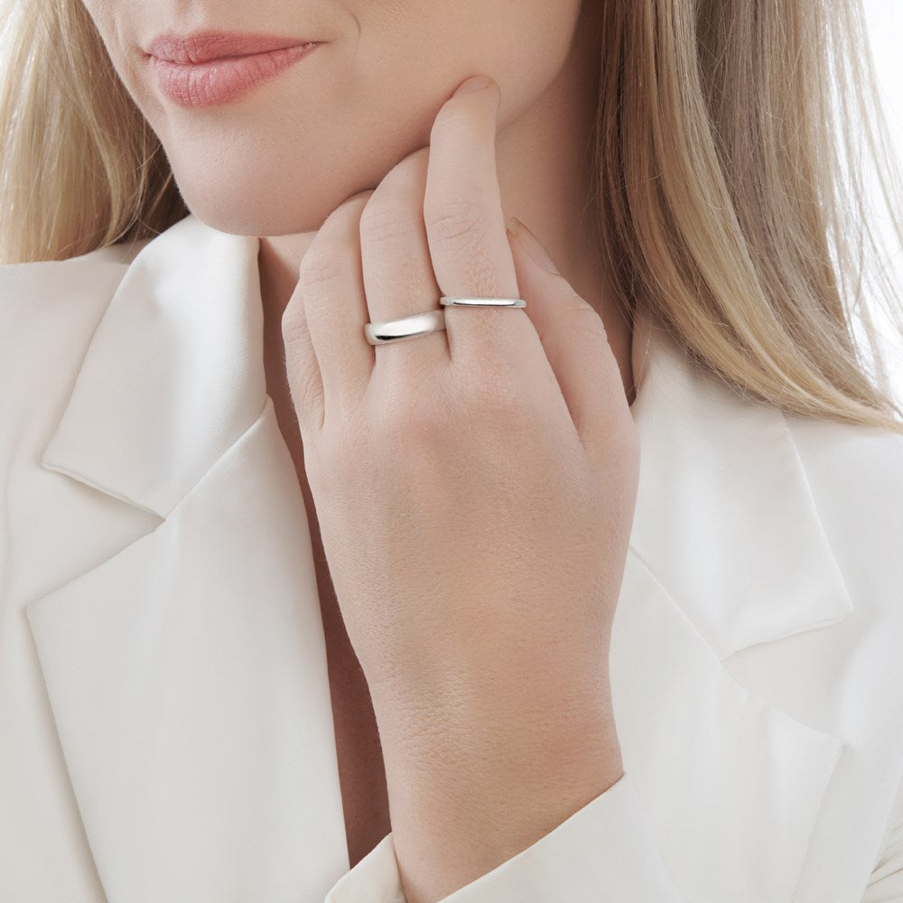 D-Shaped Silver Band Ring 4mm