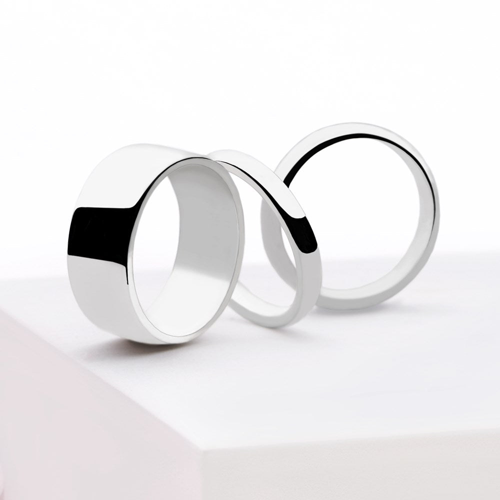 D-Shaped Silver Band Ring 8mm
