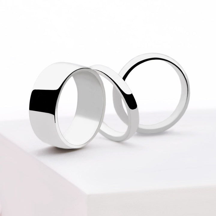 D-Shaped Silver Band Ring 8mm