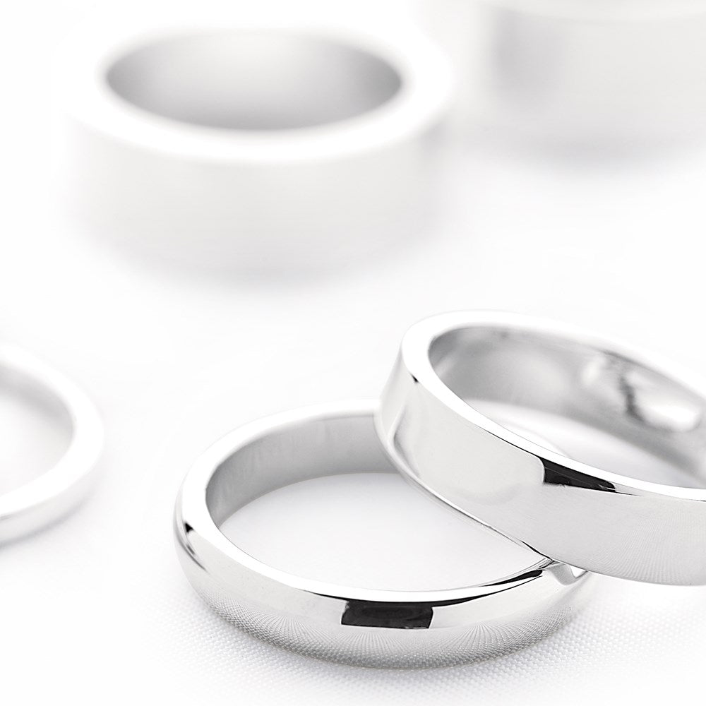 D-Shaped Silver Band Ring 8mm