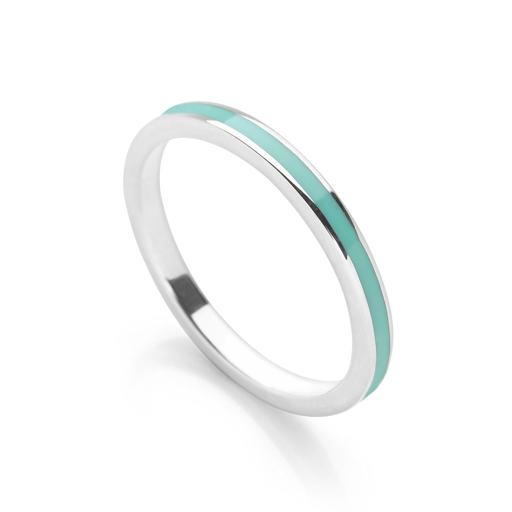 Enamel Stack Ring -Petrol Blue (R17161) 925 Sterling Silver Blue