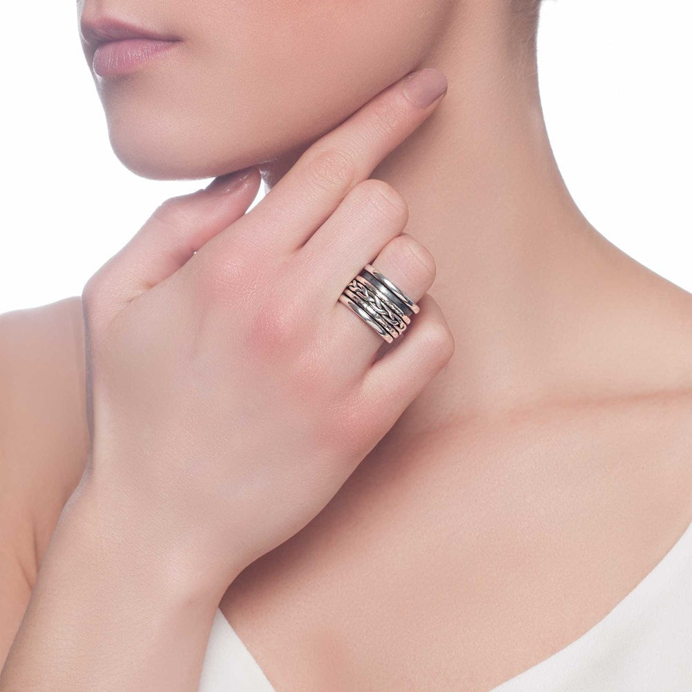 Kalyan Woven Spin Ring - Silver