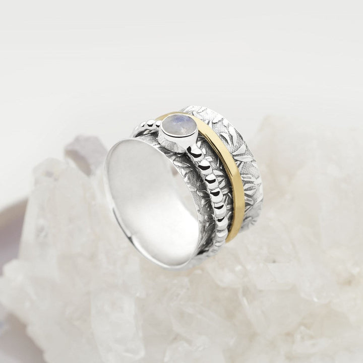 Bright Moonstone Spin Ring