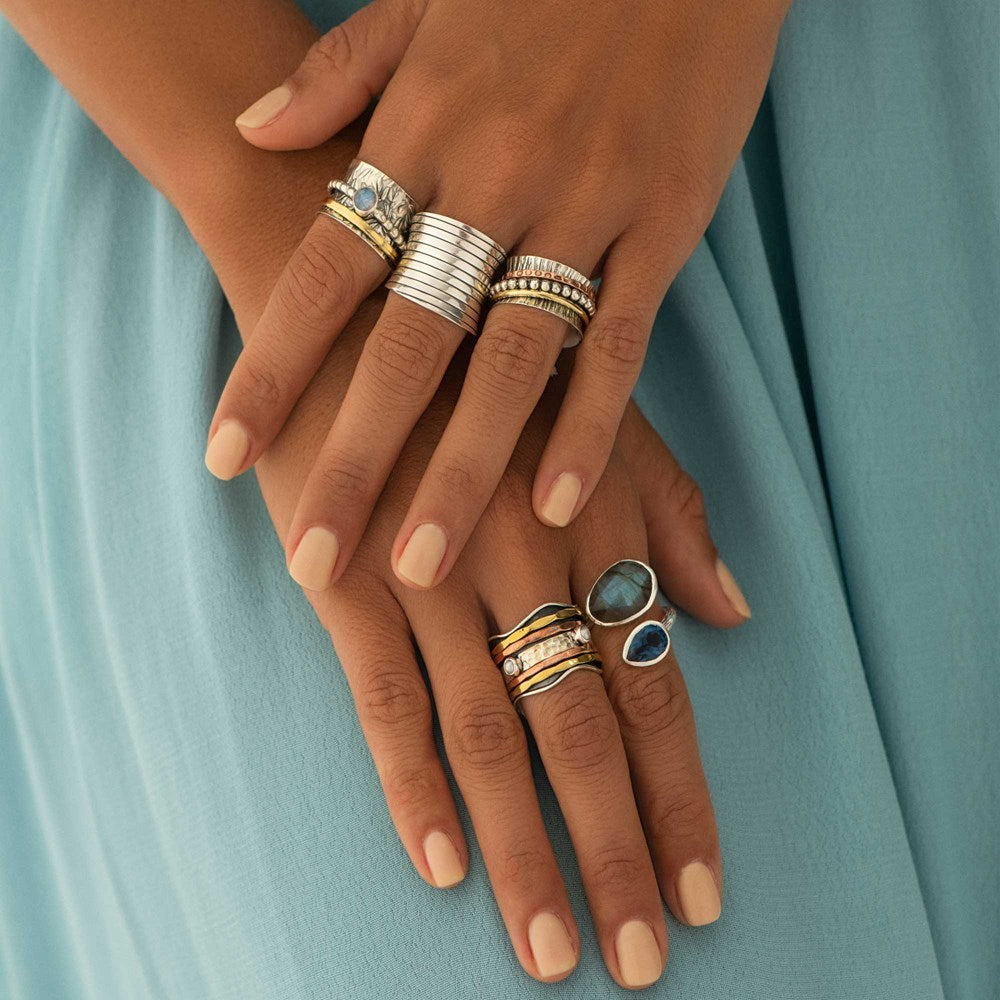 Bright Moonstone Spin Ring