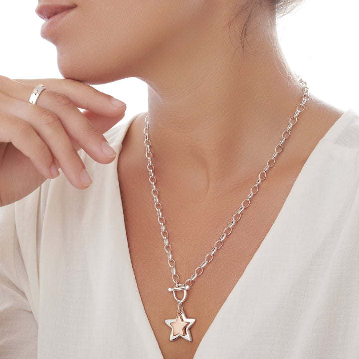 Rose Gold Silver Star Ring