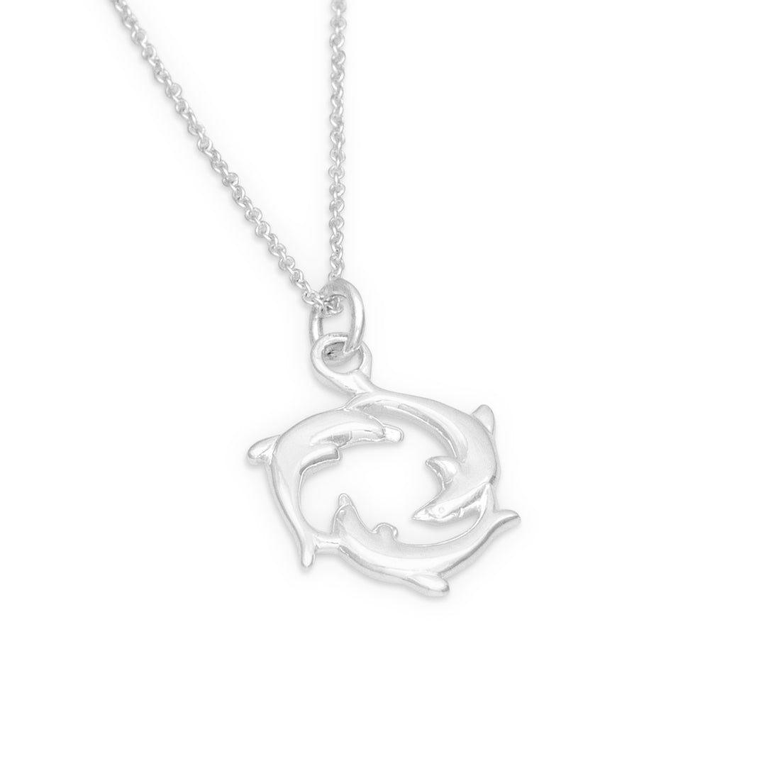 Silver Multi Dolphin Necklace (CHN3281)