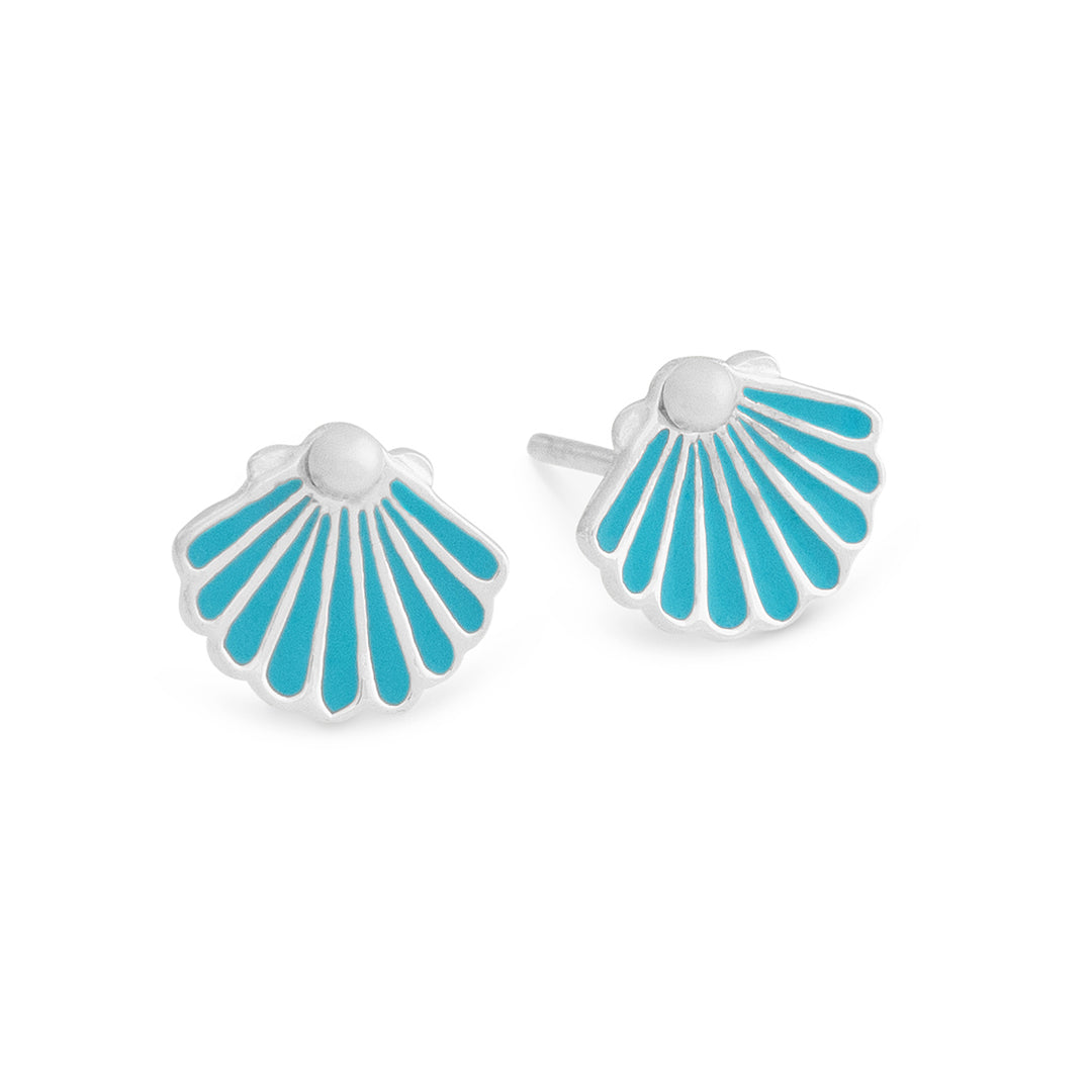 Ocean Blue Shell Silver Studs (E70721)