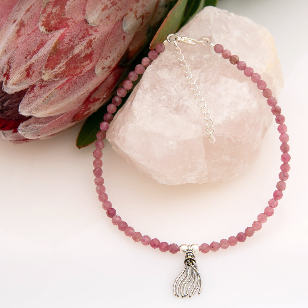 Rich Pink Tourmaline Anklet (ANK1471)