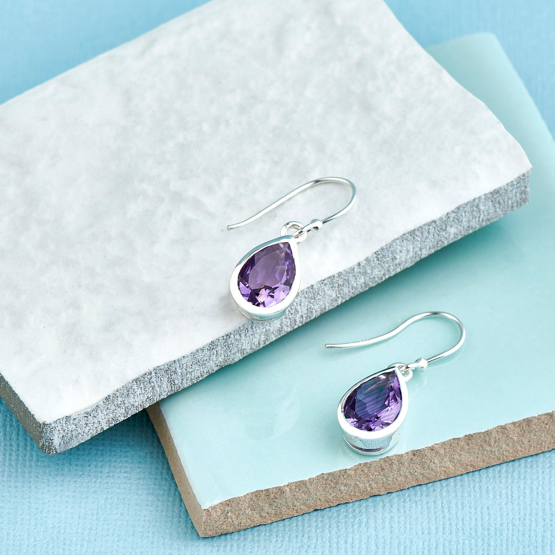 Amethyst Teardrop Earrings (B110E01)