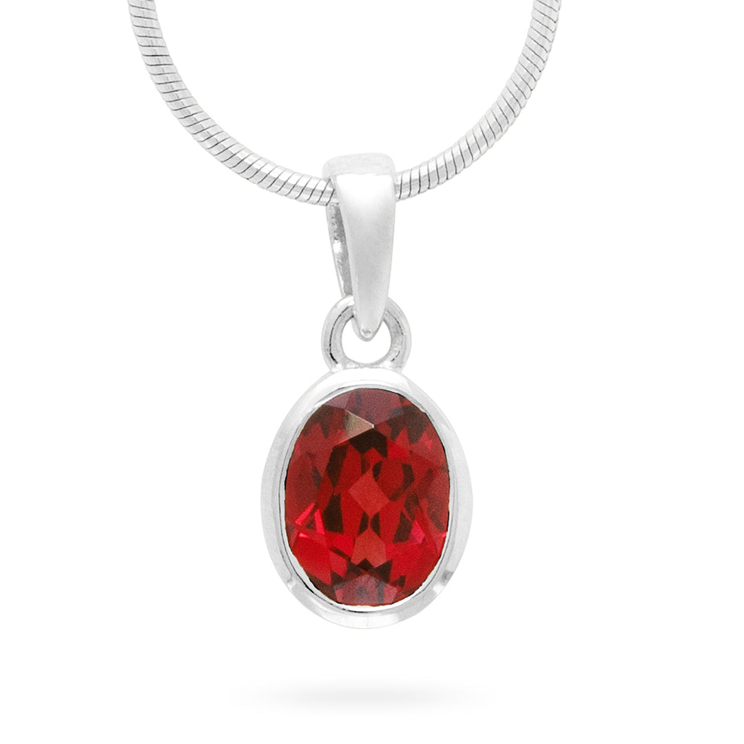 Garnet Oval Pendant (B201P03)