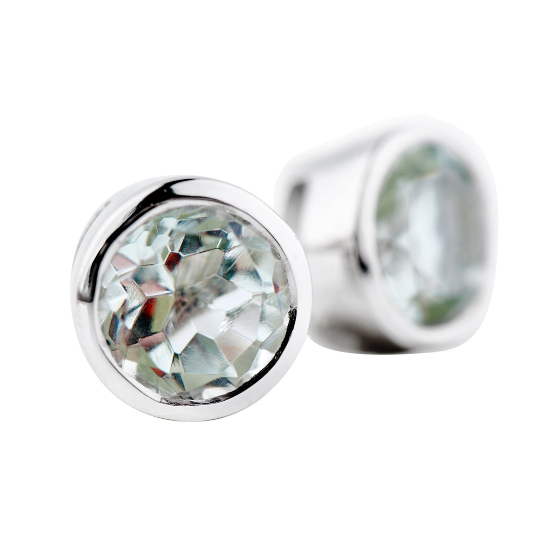 Mini Green Amethyst Stud Earrings (B307E01)