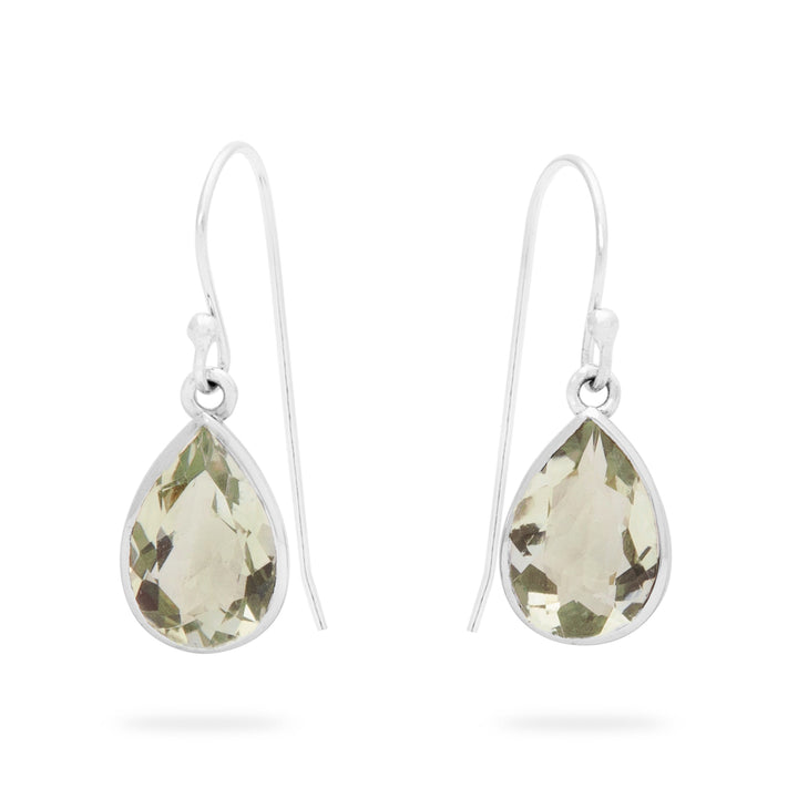 Green Amethyst Teardrop Earrings (B204E03)