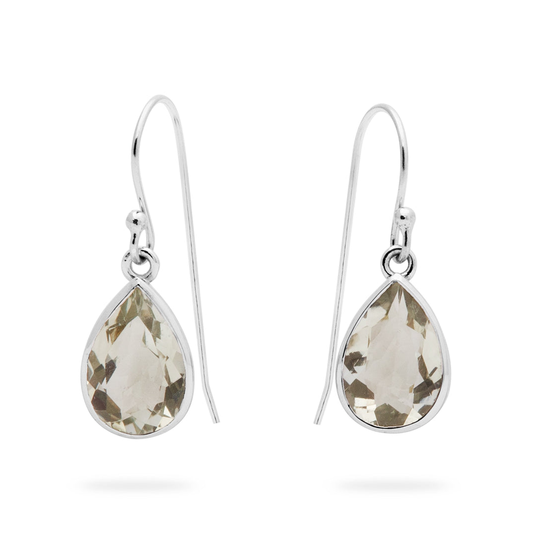 Green Amethyst Teardrop Earrings (B204E03)