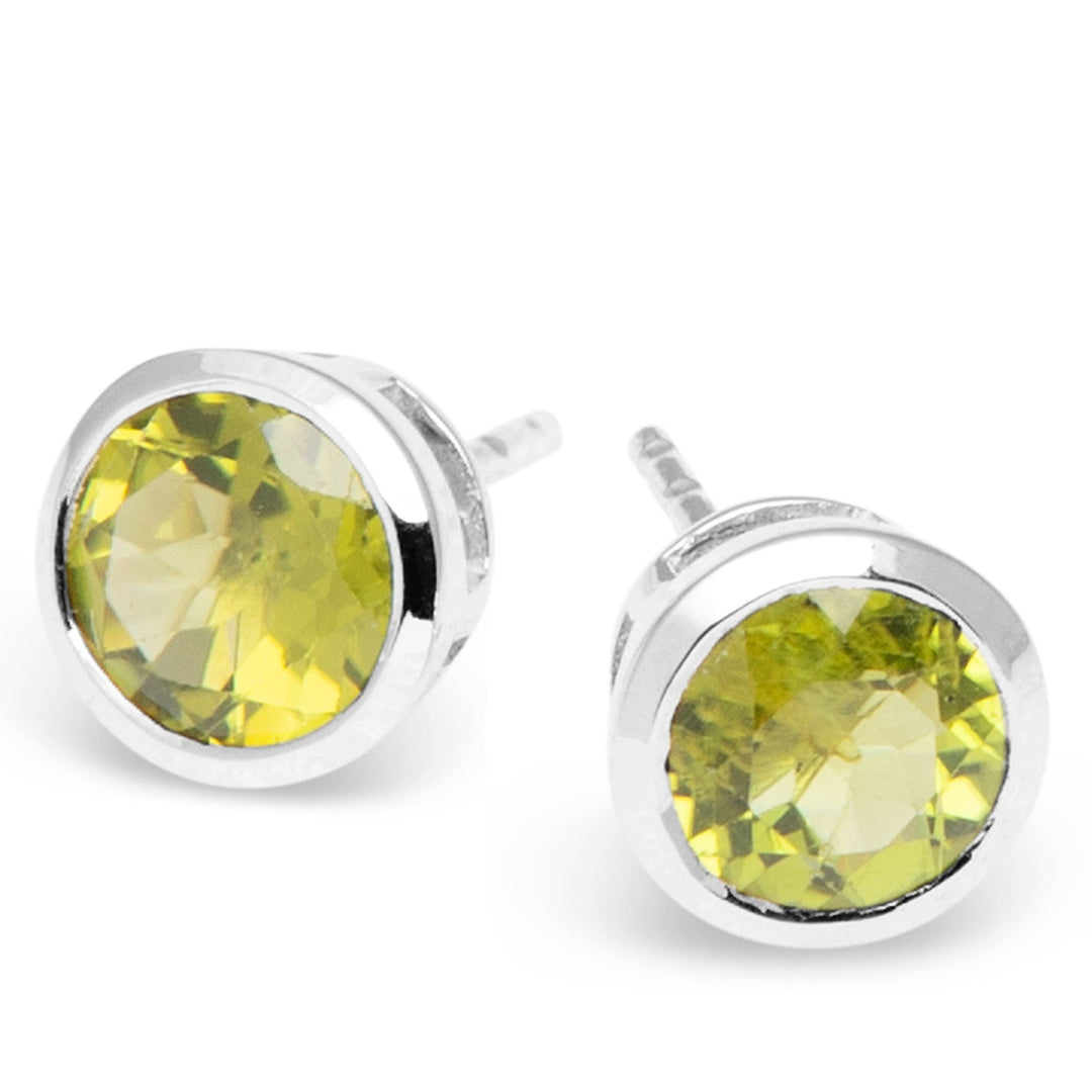 Midi Peridot Stud Earrings - 8mm (B269E01)