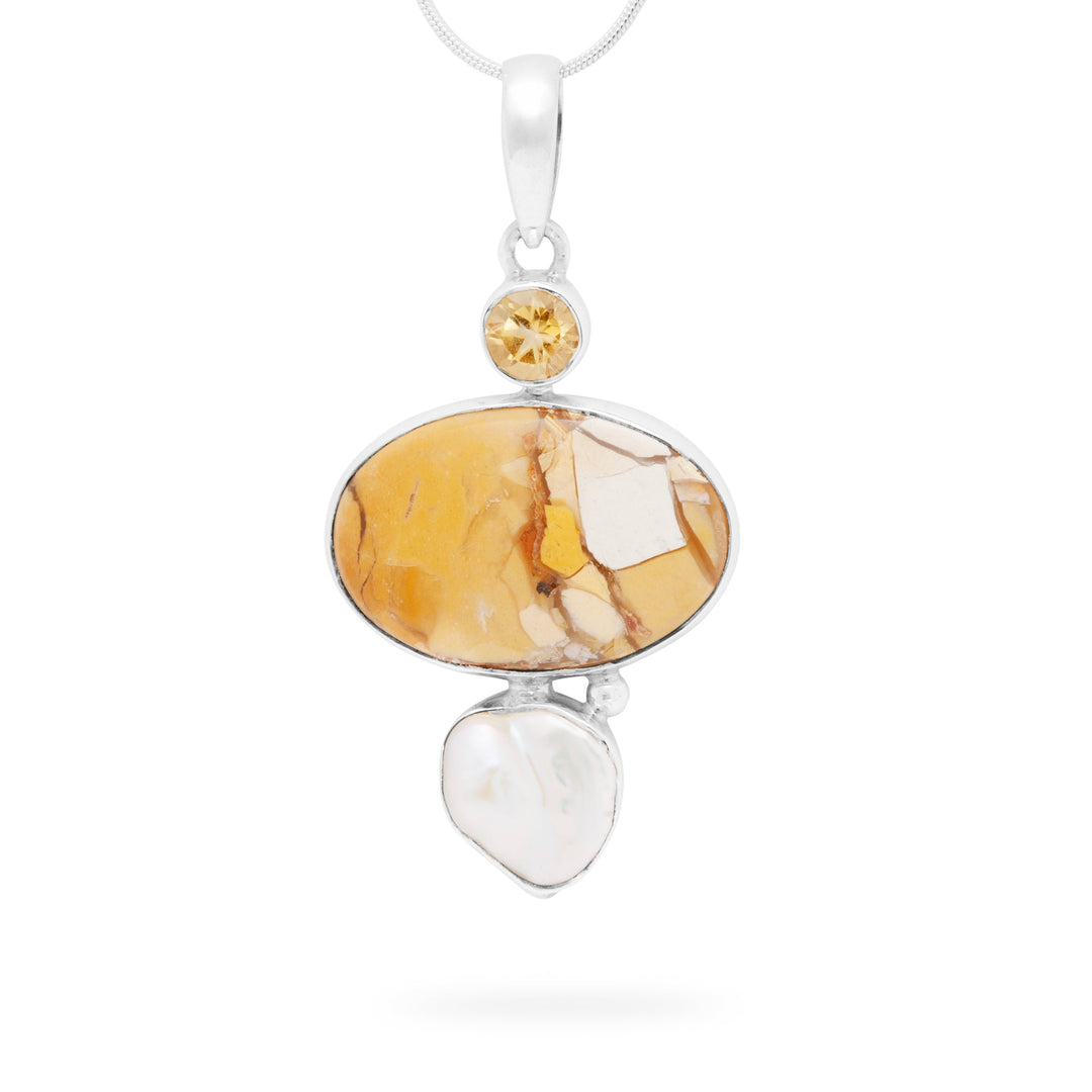 Brecciated Mookaite & Pearl Pendant (B344P03)