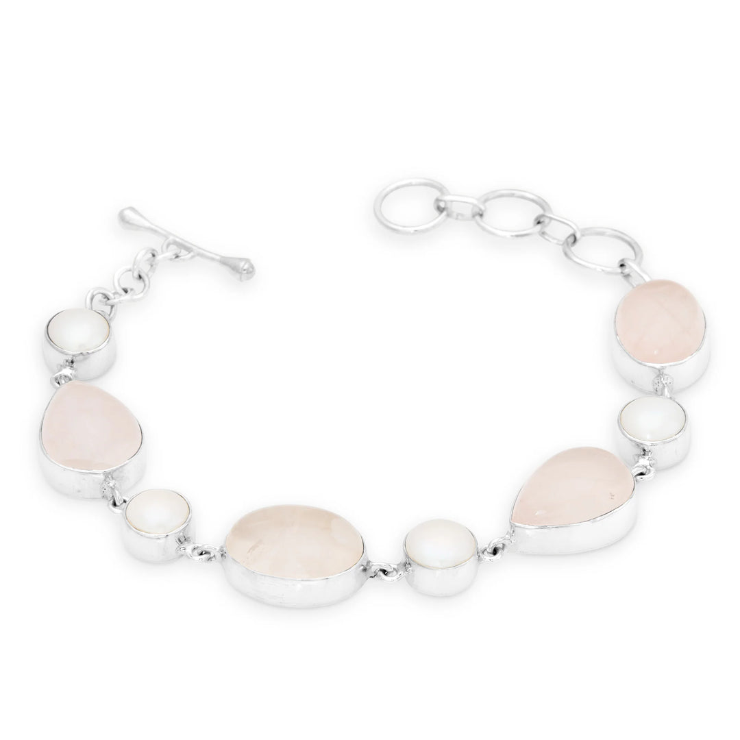 Rose Quartz & Pearl Bracelet (B451BRC01)