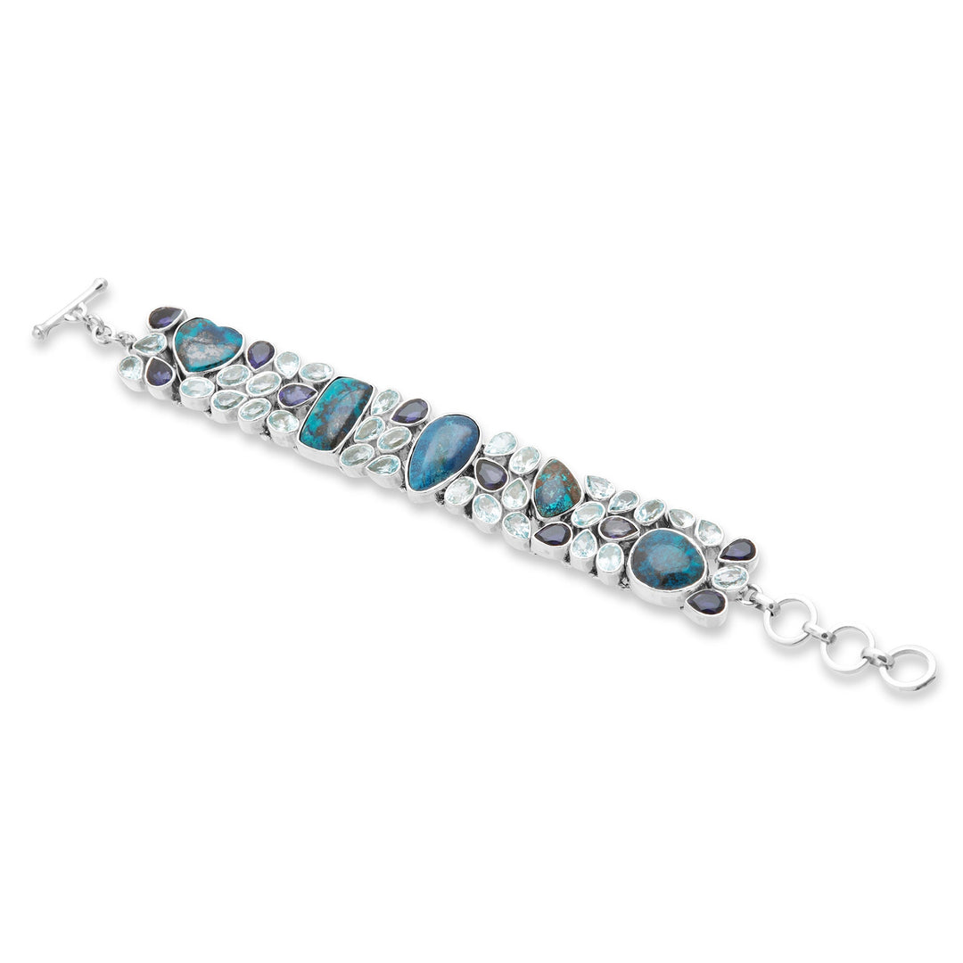 Shattuckite, Blue Topaz & Iolite Bracelet (B454BRC01)