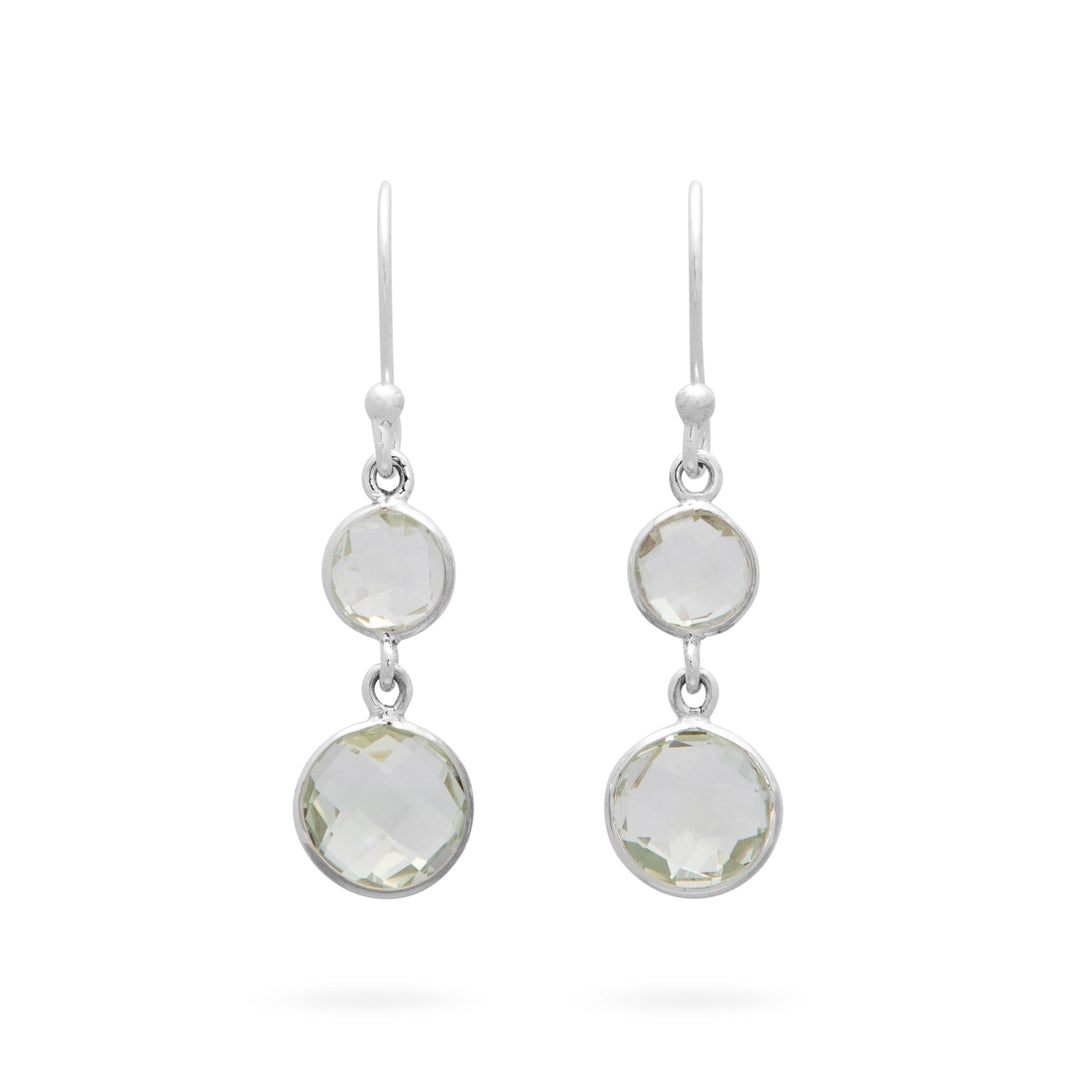 Green Amethyst Double Drop Earrings (B458E01)