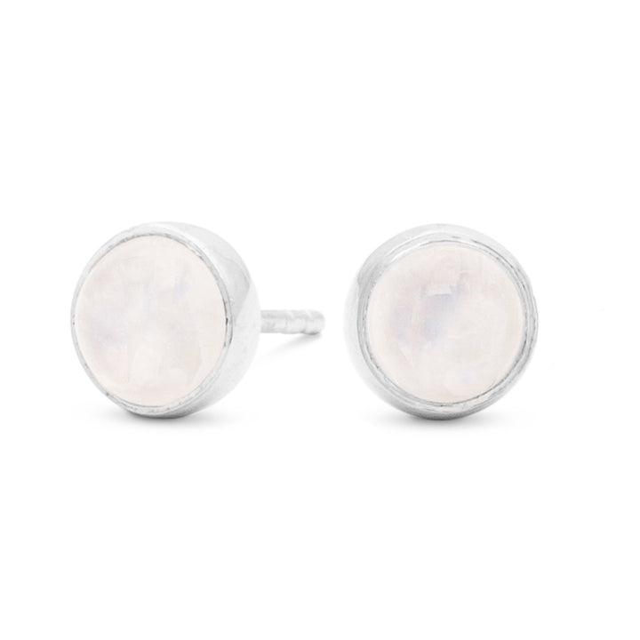 Mini Rainbow Moonstone Studs - 6mm (B45E2)