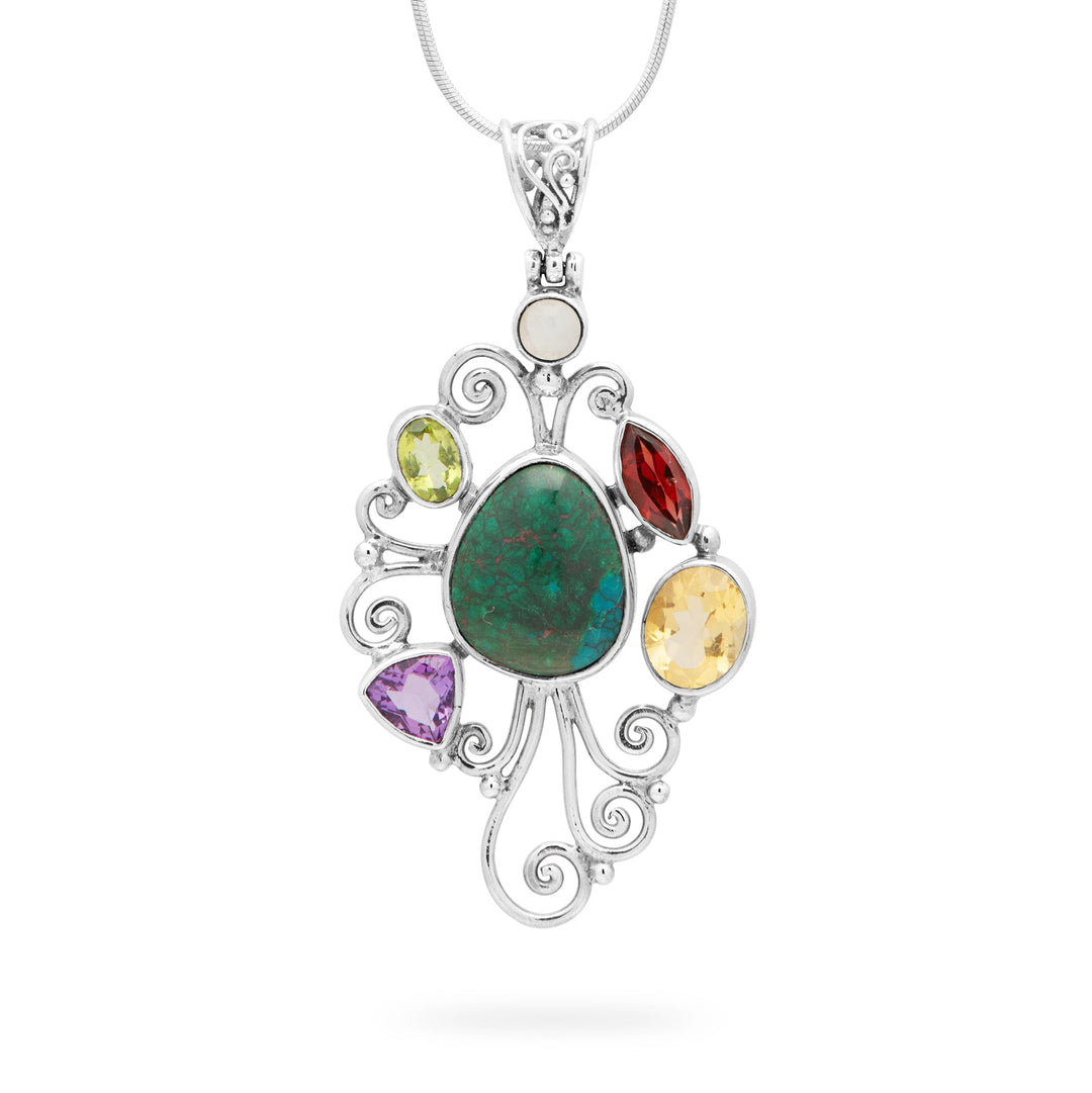 Bali Ornate Multi-Stone Pendant (B543P01)