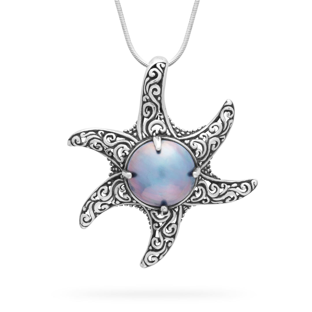 Bali Blue Pearl Star Pendant (B585P01)