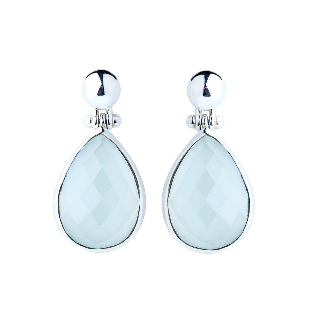 Blue Chalcedony Teardrop Earrings (B72E02)