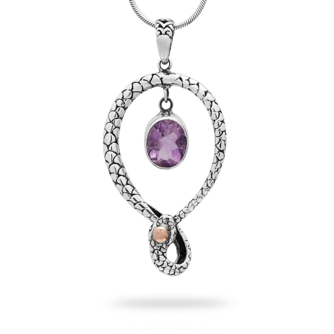 Bali Snake Amethyst Pendant (B751P01)