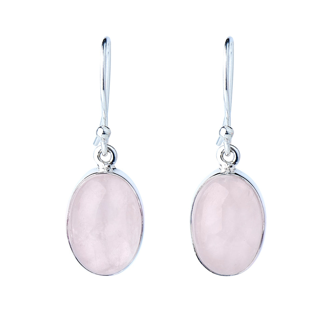 Rose Quartz Oval Earrings (B76E01)