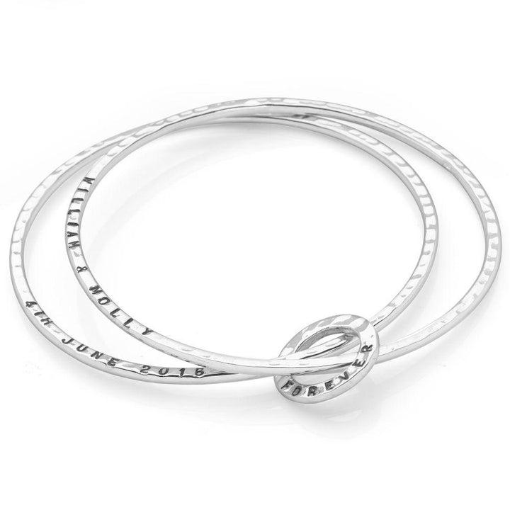 925 sterling silver hammered personalised bangle (BGL 6721)