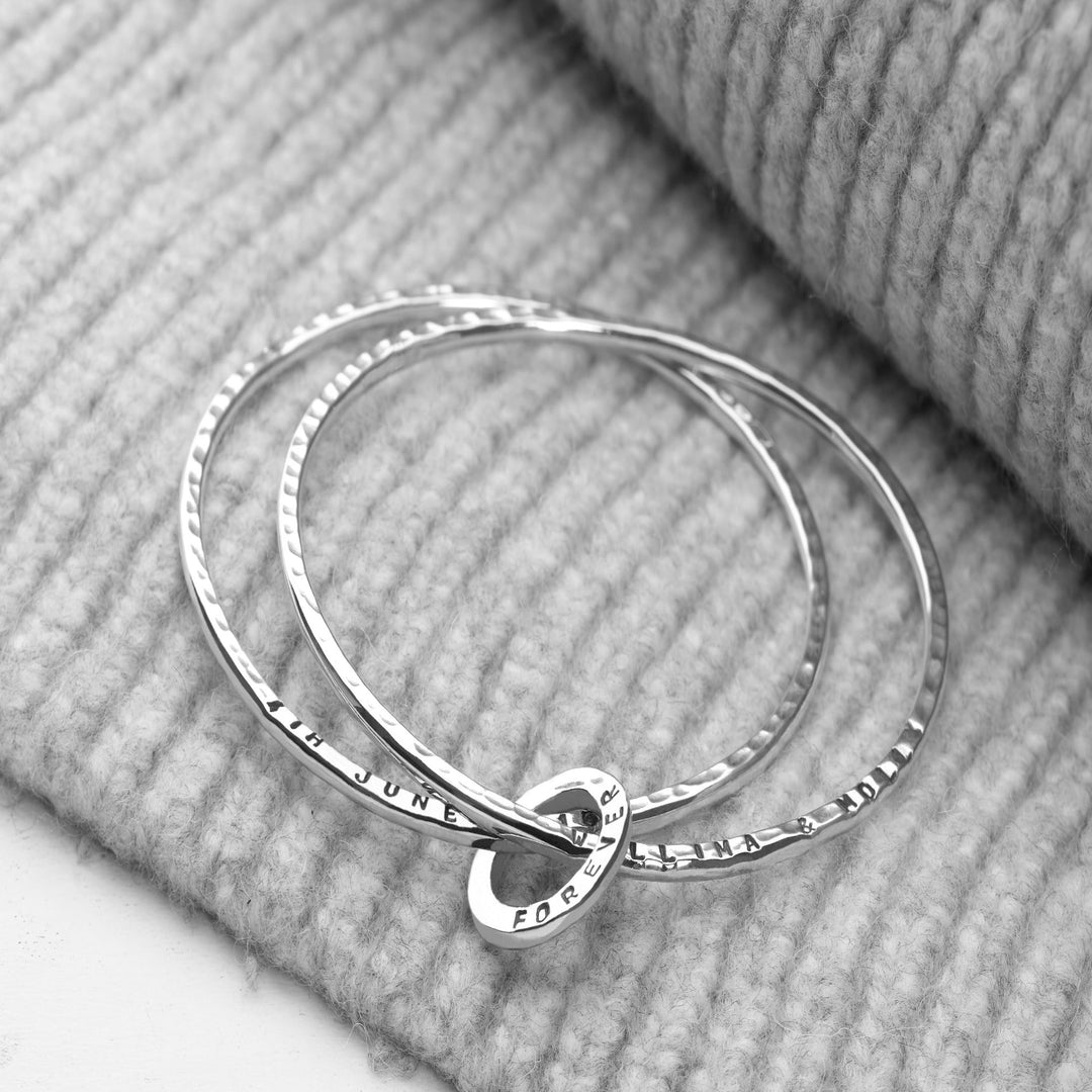 Personalised Hammered Silver Bangle (BGL6721)