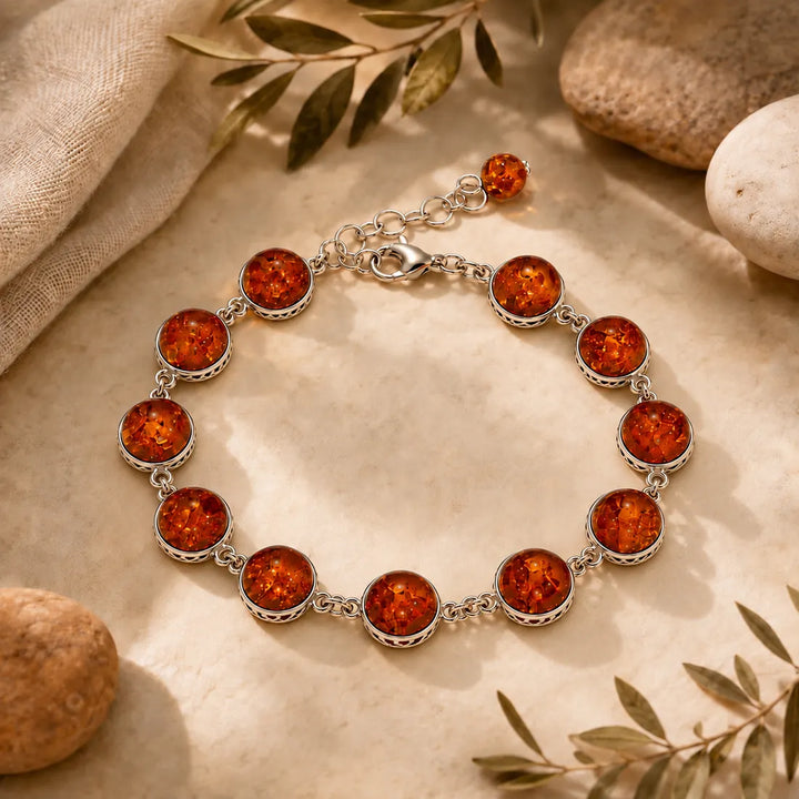 Orbs of Fire Amber Bracelet