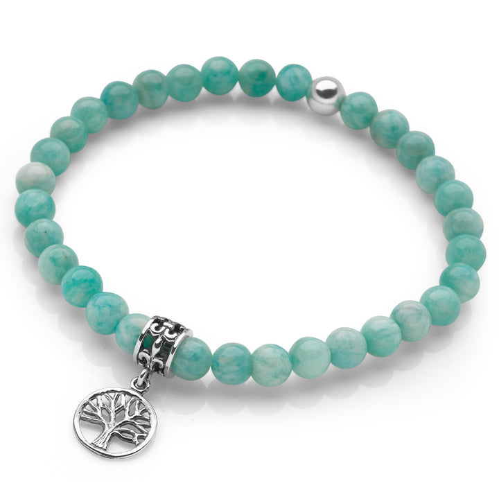 Amazonite Silver Tree of Life Bracelet (BRC13391)