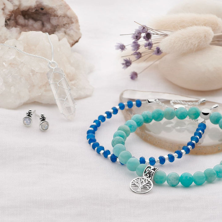 Amazonite Silver Tree of Life Bracelet (BRC13391)