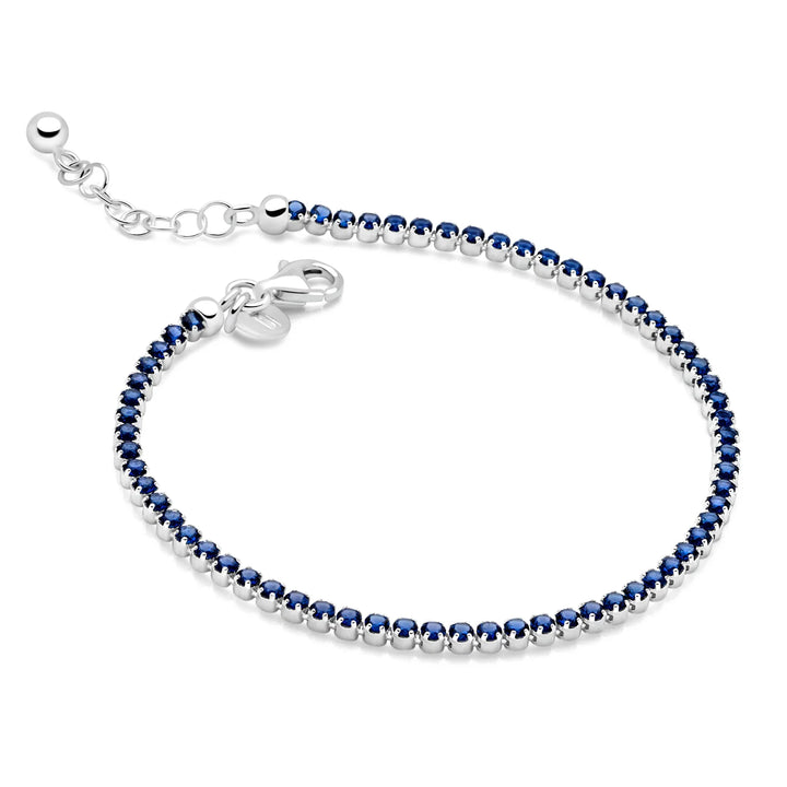 Silver Tennis Bracelet  with sparkling Sapphire Blue cubic zirconia stones